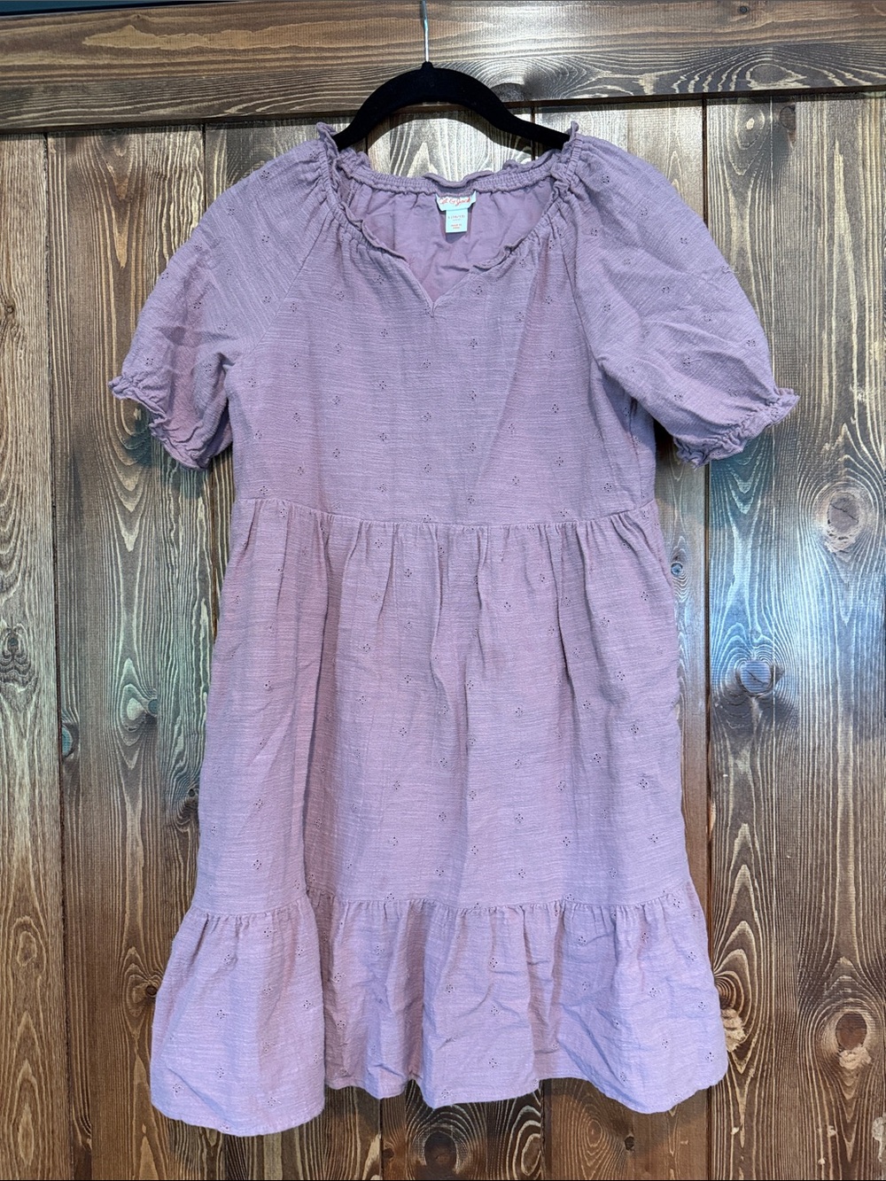 Cat & Jack Lavender Puff Sleeve Tiered Dress